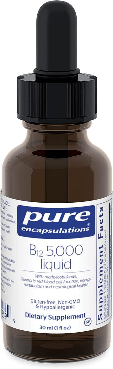 Pure Encapsulations B12 5,000 Liquid | Vitamin B12 Methylcobalamin Supplement To Support Energy, Nerve Health, Cognitive Function, And Blood Cells* | 1 Fl. Oz.