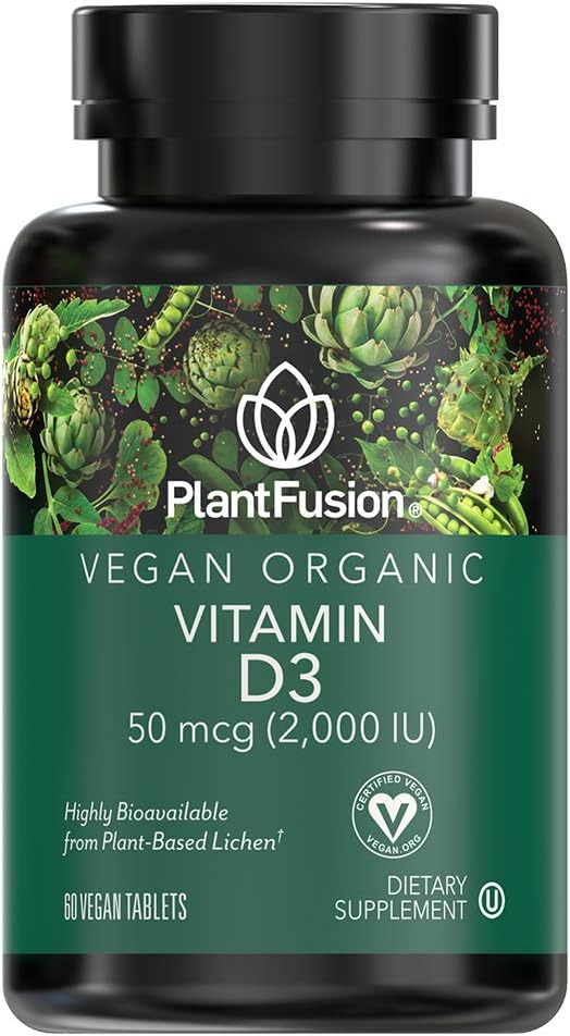 PlantFusion Vegan Vitamin D3 2000IU, Organic Vitamin D3, Sourced from