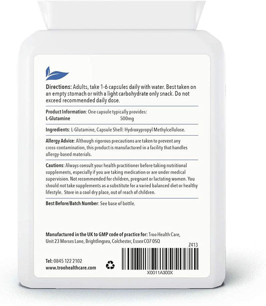L-Glutamine Supplement (500Mg) - 90 High Strength Capsules - Targeted 80 Grams