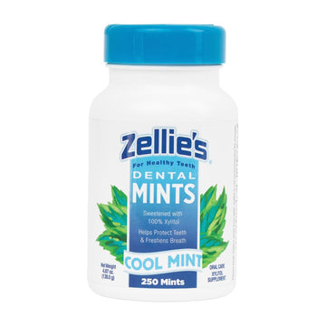 Zellie's | 100% Xylitol Sugar Free Cool Mint Breath Mints | Non-GMO, Low-Calorie, Gluten Free, Vegan & Kosher Mints (250