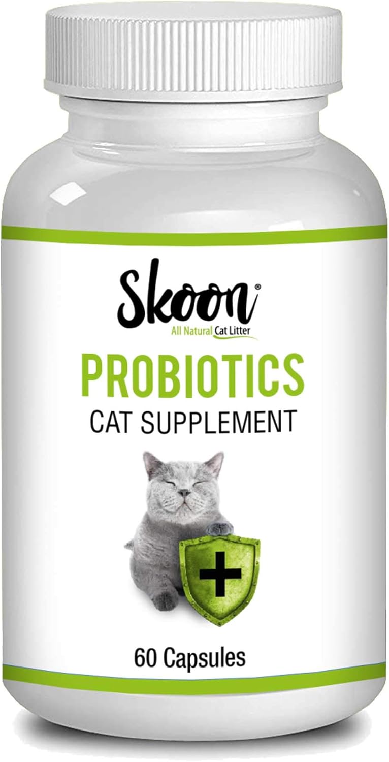 Skoon Probiotics Cat Supplement, 60 Capsules - Improves Gut Health, Immunity, Skin Conditions, and Litterbox Smell