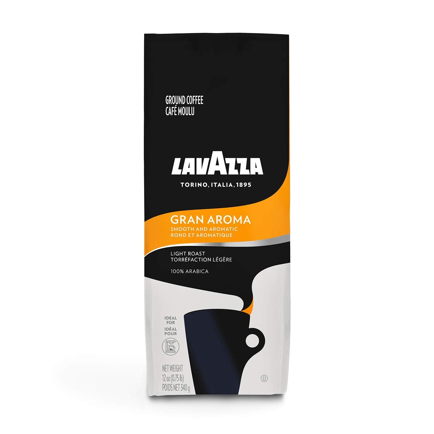 Lavazza Gran Aroma Ground Coffee Blend, Light Roast (Pack of 2)