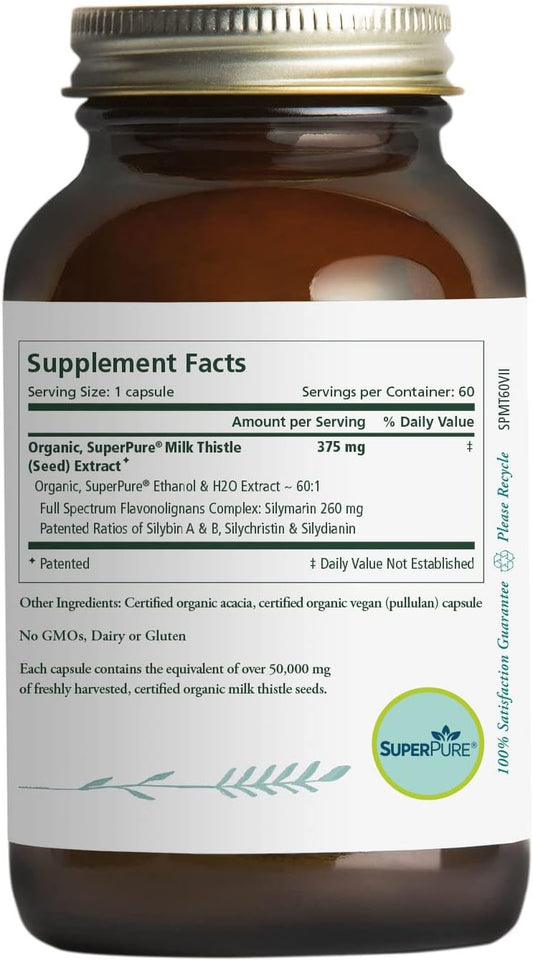 PURE SYNERGY SuperPure Milk Thistle Extract | 60 Capsules | USDA Organ