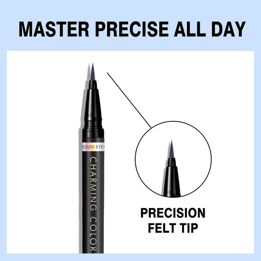 Music ower Eyeliner Pen,Colored Matte Liquid Eyeliner Waterproof Smudge Resistant with Precise Tip (Dark blue)