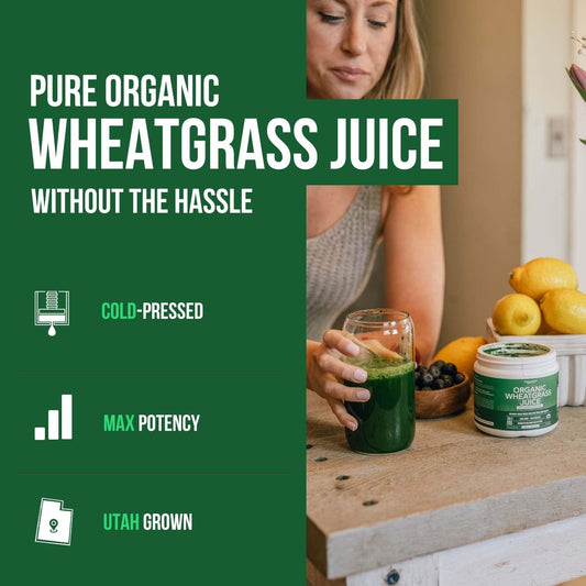 Organic Wheatgrass Juice Powder Grown in Volcanic Soil of Utah - Raw &