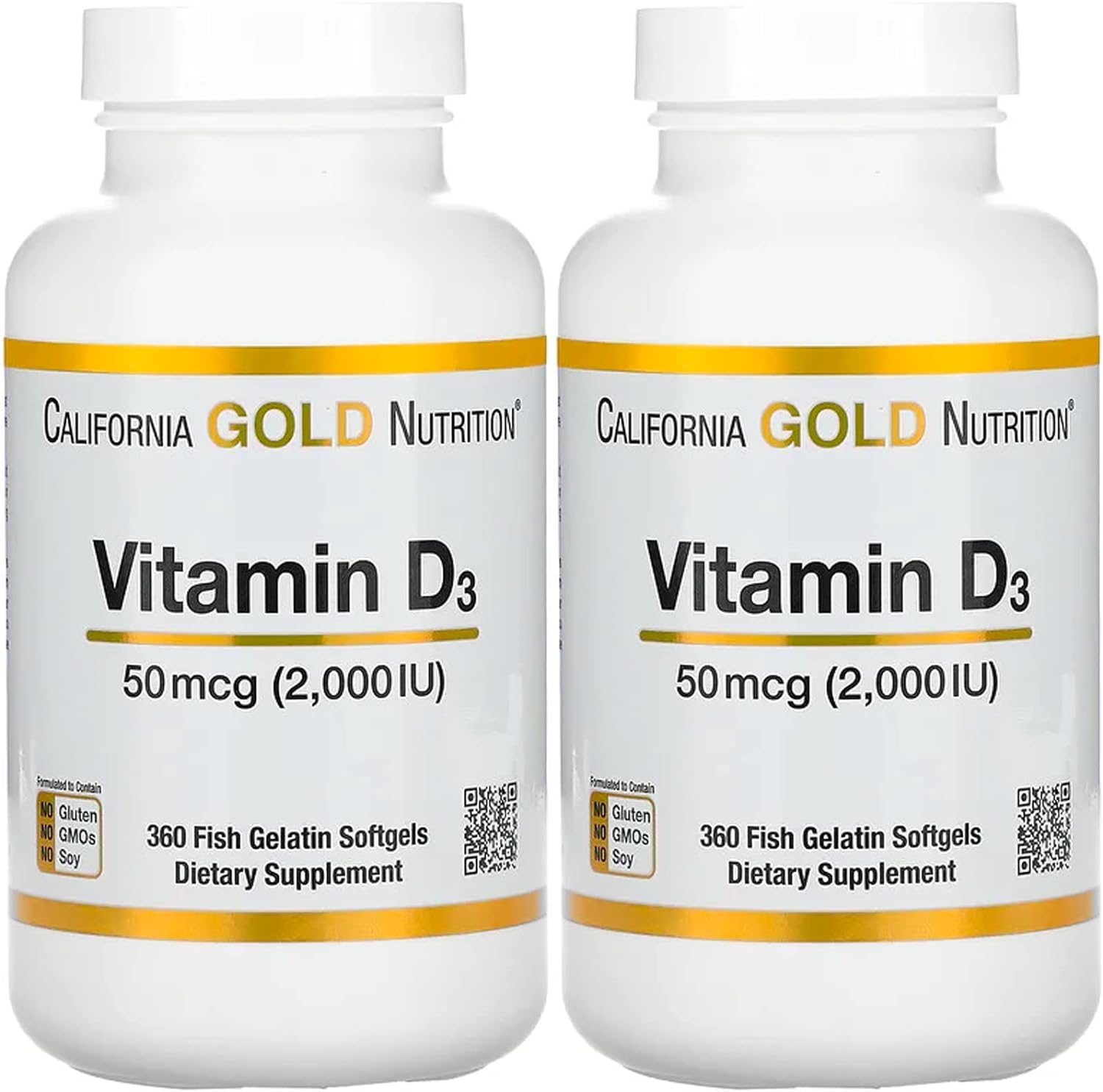 Vitamin D3, 50 Mcg (2,000 Iu), 360 Fish Gelatin Softgels, California G