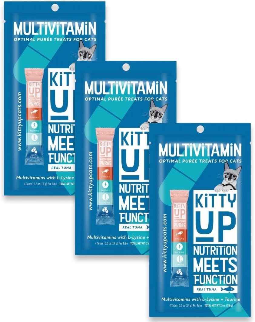 Kitty Up Lickable Cat Treats For Indoor Cats - Multivitamin Puree Treat With Real Tuna, Lysine, Taurine, & Grain Free |