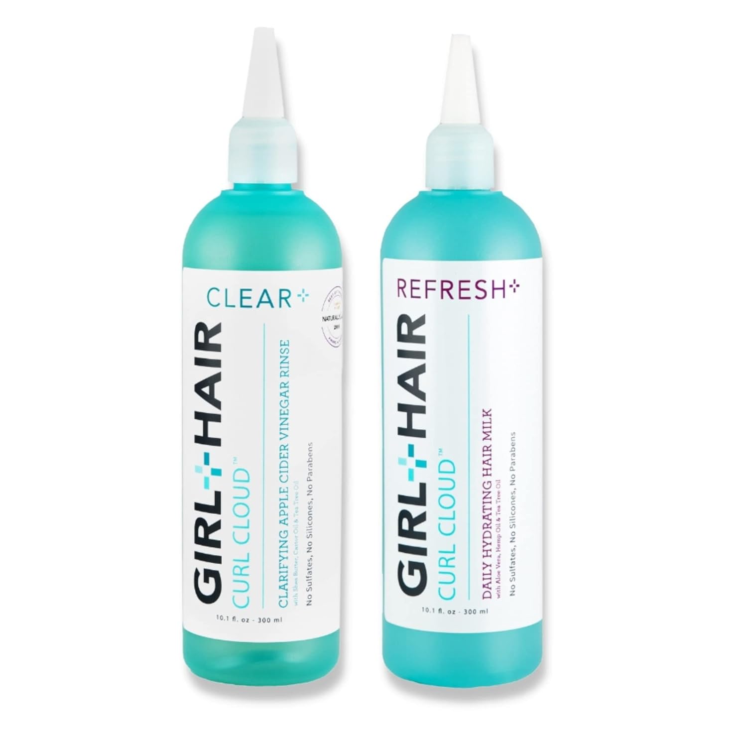 GIRL+HAIR Apple Cider Vinegar Hair Rinse and Hydrating Hair Milk Set (2x10.1  ) – Remove Buildup, Reduce Dandruff, Encourage Growth – No Parabens or Sulfates - All Hair Types