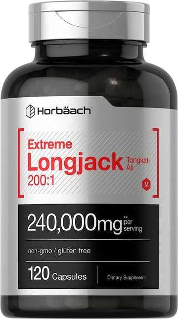 Longjack Tongkat Ali | 240,000 mg (200:1 Potent Extract) | 120 Capsules | Extreme Male Performance Supplement | Super Co