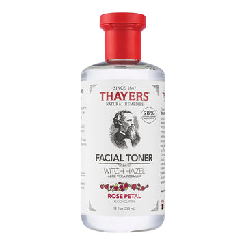 Thayers Alcohol-Free, Hydrating Rose Petal Witch Hazel Facial Toner with Aloe Vera Formula, Vegan, Dermatologist Tested and Recommended, 12