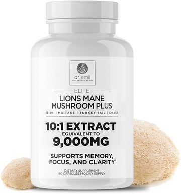 DR EMIL NUTRITION 9000mg Organic Lions Mane Supplement Capsules for Me