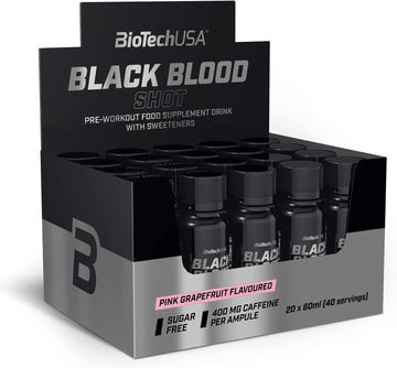 BioTechUSA Black Blood Shot Flavoured, Sugar-Free pre-Workout Formula 1.75 Kilo Grams