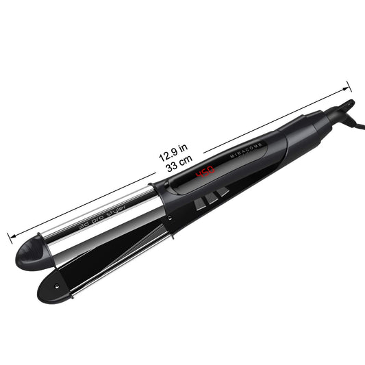 MIRACOMB 3D PRO Nano Titanium at Iron, 2 in 1 Hair Straightener Curler with 1 Inch oating Plates, 11 Temp Adjustments, Max 450 ° F, Auto Shut off, 18 Month Warranty (Package May Vary)
