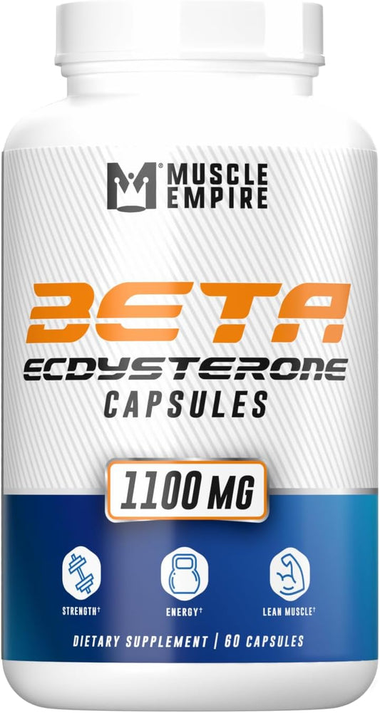 Muscle Empire Beta-Ecdysterone Capsules | Beta-E 1100mg | 60 Pill Count | Lean Muscle Building & Strength Gains | Lab Te