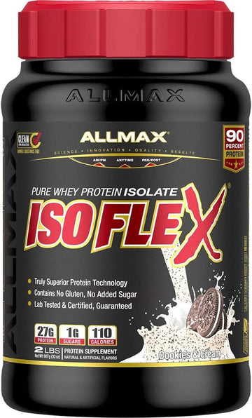 ALLMAX ISOFLEX Whey Protein Isolate, Cookies & Cream - 2 lb - 27 Grams