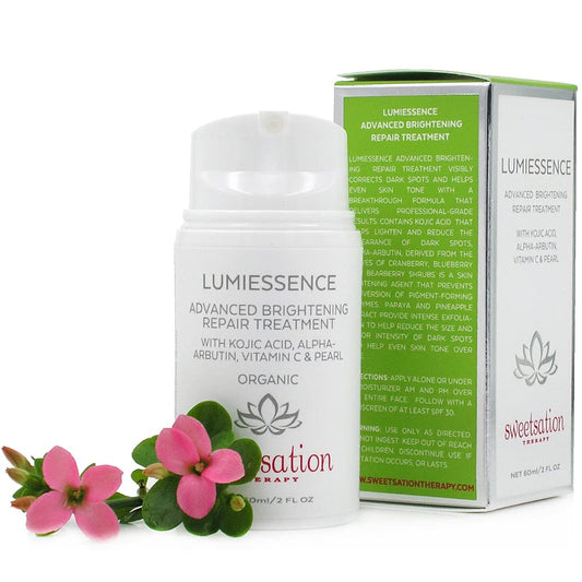 Sweetsation Therapy / YUNASENCE LUMIESSENCE Organic Advanced Illuminating Treatment Spot Corrector, with Kojic Acid, Arbutin & Vitamin C, 2. For uneven sun damaged skin, brown spots