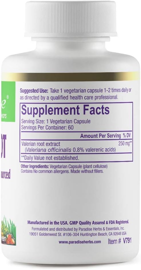 Paradise Herbs, Valerian Root, European Sourced Active Whole Spectrum 