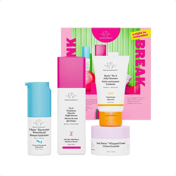 Drunk Elephant Drunk Break: A Night to Remember Night Kit - T.L.C. Framboos Glycolic Night Serum, Lala Retro Whipped Cream, Beste No. 9 Jelly Cleanser, F-Balm Electrolyte Waterfacial