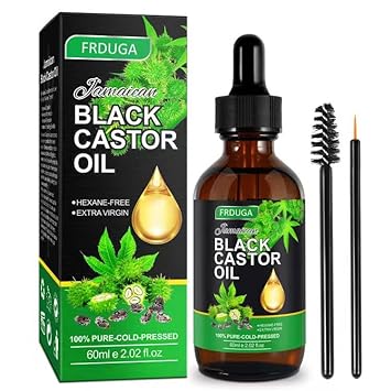 FRDUGA Jamaican Black Castor Oil, Body Message Castor Oil, Organic Castor Oil for Hair Growth, Hair Growth Oil for Eyela