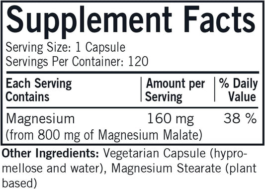 Kirkman - Magnesium Malate 800 mg - 120 Capsules - Supports Restful Sl