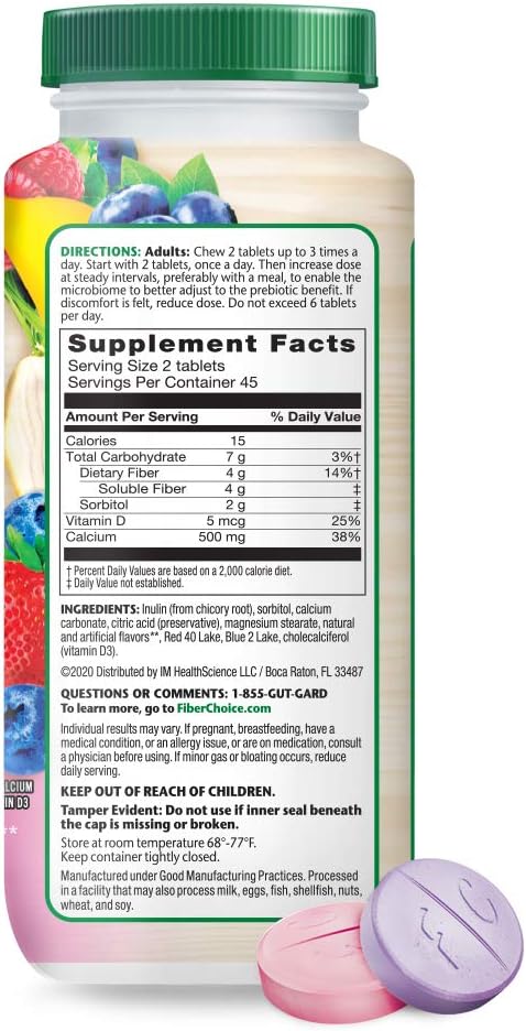 Fiber Choice Bone Health Daily Prebiotic Fiber Chewable Tablets With C1.9 Pounds