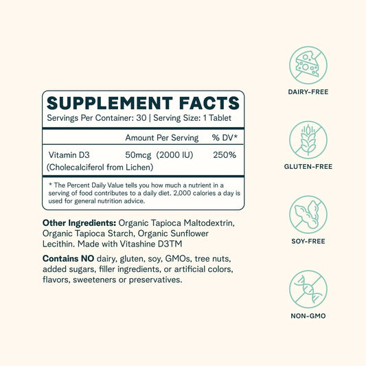 Ora Organic Vegan Vitamin D3 2000Iu - Lichen-Based Vegan Vitamin D Sup