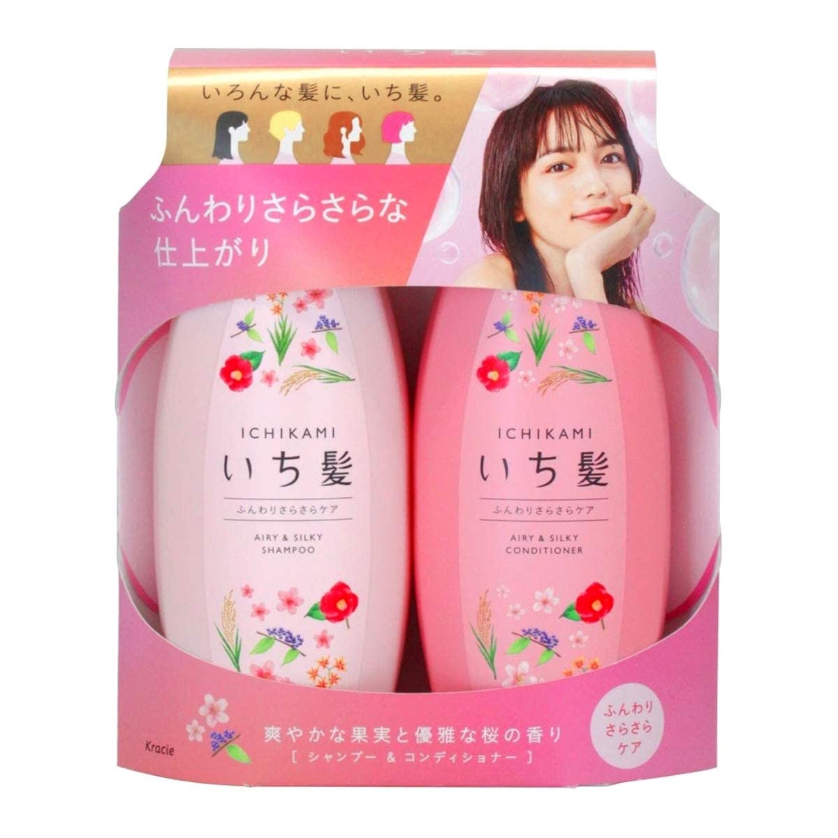 Ichikami Soft Volume (NEW2017!) Shampoo & conditioner Set (Pink Bottles)