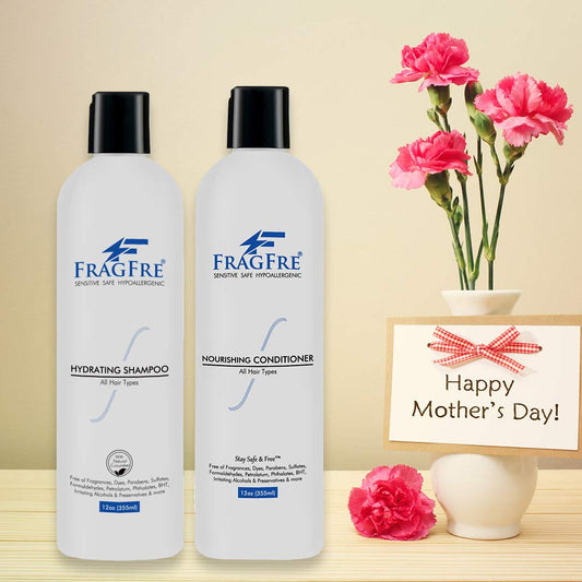 FRAGFRE Shampoo and Conditioner 12 /ea (2-Pack Gift Set) - Sulfate Free Shampoo and Conditioner - Gluten Free Vegan Shampoo Conditioner - Color Safe Hypoallergenic Parabens Free - Fragrance Free