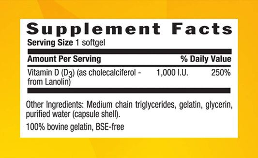 Country Life Vitamin D3, Non-Fish 1000 Iu, 100 Softgels, Certified Glu