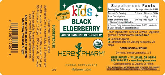 Herb Pharm Kids Certified-Organic Alcohol-Free Black Elderberry Glycer