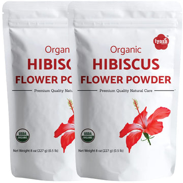 Organic Hibiscus Powder, USDA Organic Hibiscus Sabdariffa, Food Grade to Use as Hibiscus Tea, Food color and Flavoring Agent, For DIY Skin and Hair care, Resealable pouch