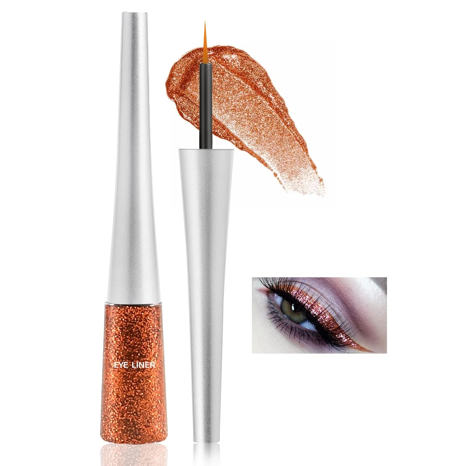Boobeen Colorful Glitter Eyeliner Liquid Shimmer Eyeliner Waterproof Metallic Eyeliner Smudge-Proof Suitable for Women, 1 Pcs (08#)