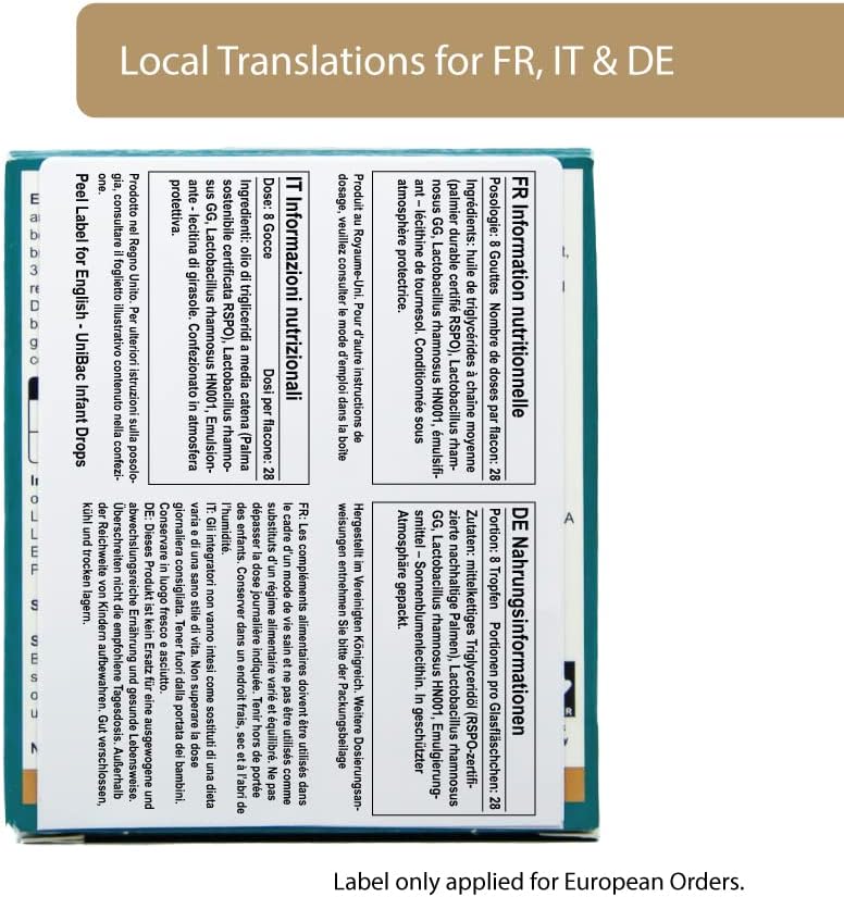 Unified Bacteria: UniBac Newborn / Baby / Infant Probiotics 0-3 years 