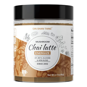 Mushroom Chai Latte, Made with Six Adaptogenic Mushroom Extracts, Masala Chai Spices, and Black Tea Powder, Coffee Alternative, 30 Servings