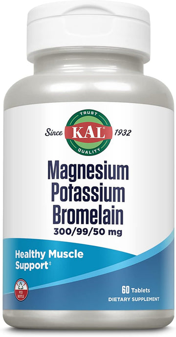 KAL Magnesium Potassium Bromelain, Magnesium Complex for Bone, Heart H