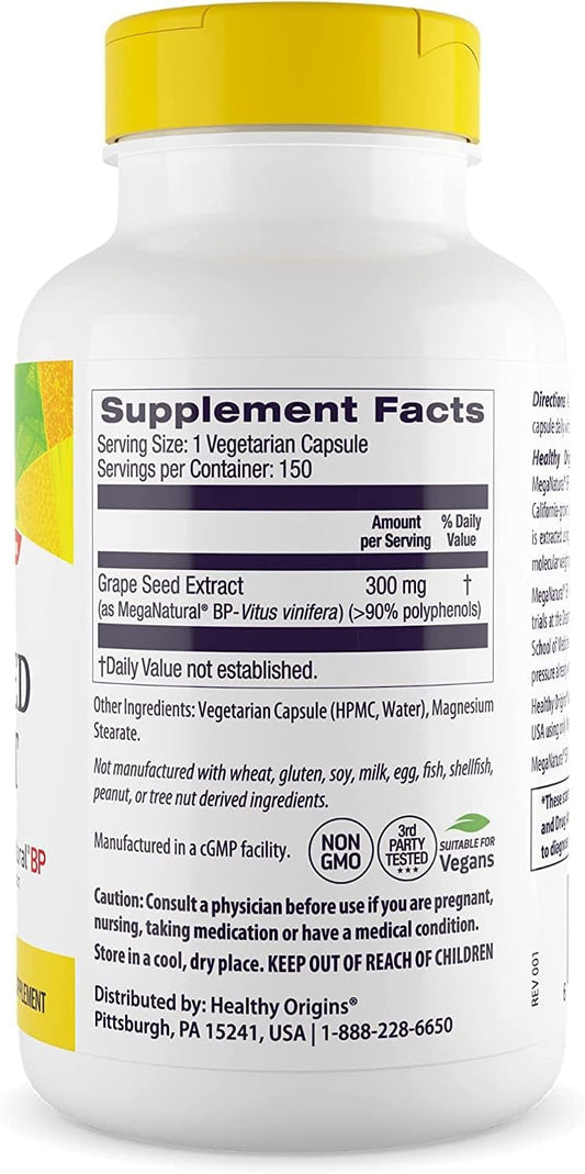 Healthy Origins MegaNatural BP-Grape Seed Extract, 300 mg - Blood Flow