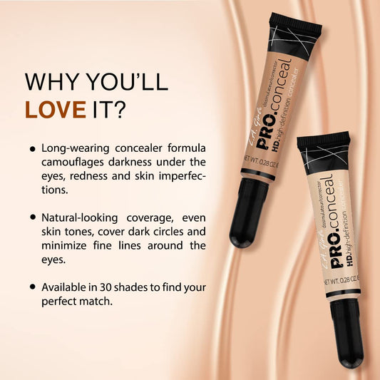 L.A. Girl Pro Conceal HD Concealer, Warm Honey, 0.28  (Pack of 2)