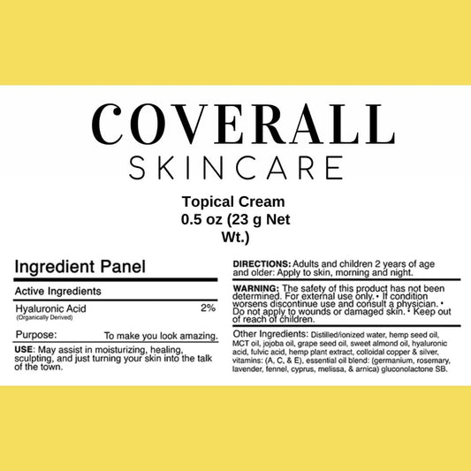 Coverall Hyaluronic Acid Face Moisturizer Cream | Ultra Nourishing Hyloglo Hemp Oil Skincare w/ Pure Distilled Ionized H20 | Anti-Aging Radiance Healing Cream - Hyaluronic Acid Moisturizer For Face |