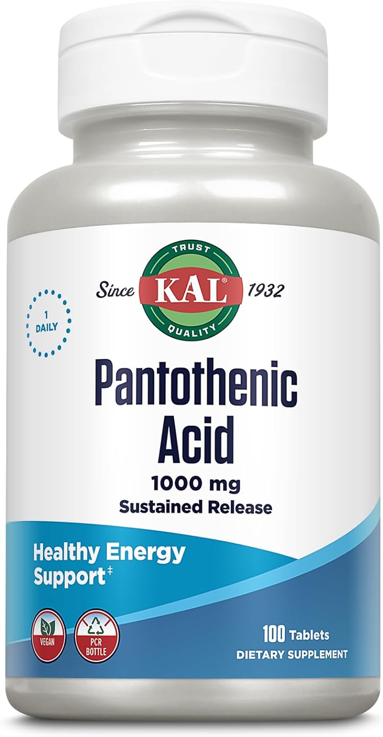 Kal Pantothenic Acid Sustained Release 1000Mg | For Energy Storage & R