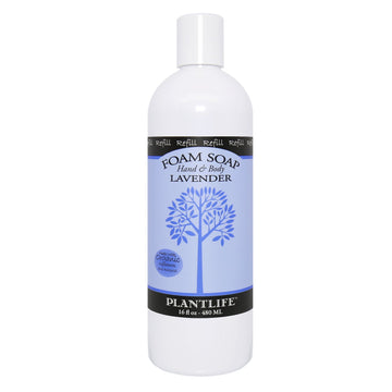 Plantlife Lavender Foam Soap Refill - Gentle, Moisturizing, Plant-based Foam Soap for All Skin Types - Ideal for use as a Hand & Body wash and Foaming Fun for Kids - Made in California 16
