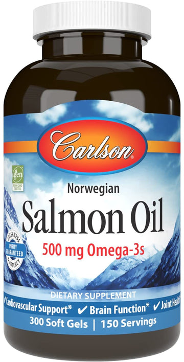 Carlson - Salmon Oil, 500 mg Omega-3s, Norwegian, Heart, Brain & Joint Health