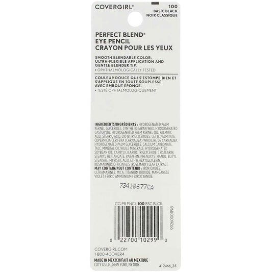 CoverGirl Perfect Blend Eye Pencil, Basic Black [100], 0.03  (Pack of 7)
