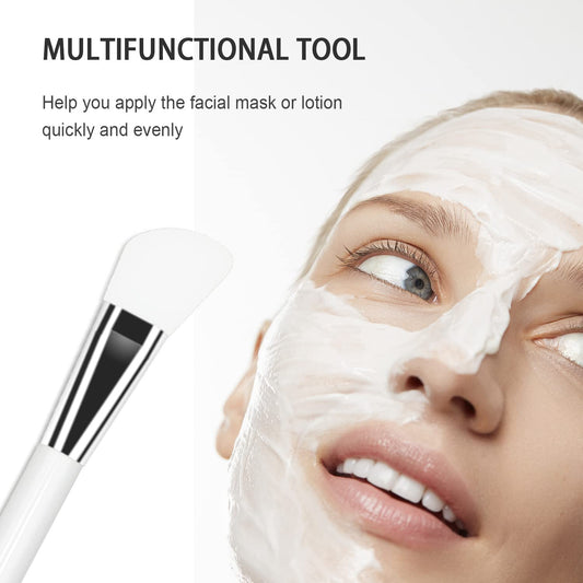 Facial Mask Application Brush, Soft Silicone Angled White Brush Head Cosmetic Tool for Body Lotion, Mud, Clay, Charcoal Mixed Mask