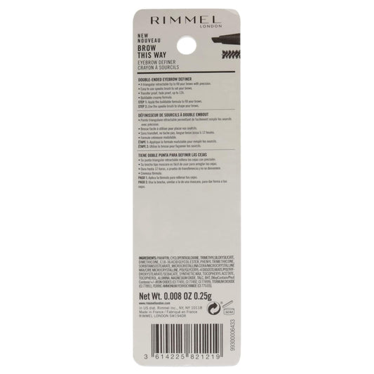 Rimmel Brow This Way Eyebrow Definer, Soft Black (1 Count)