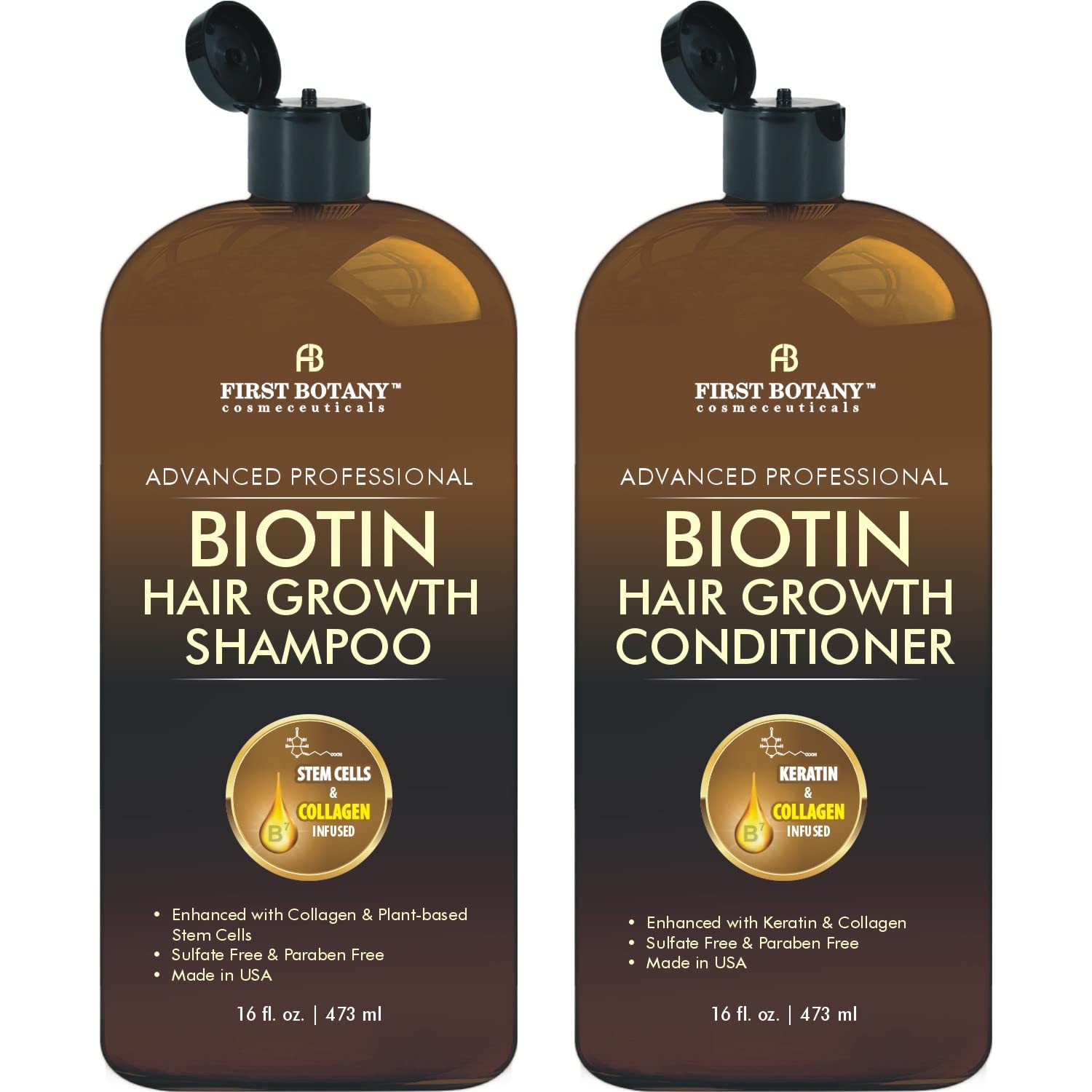 Biotin Hair Growth Shampoo Conditioner - An Anti Hair Loss Set Thickening formula, Collagen & Stem Cell For Hair Regrowth, Anti Thinning Sulfate Free For Men & Women Anti Dandruff Treatment 16  x2