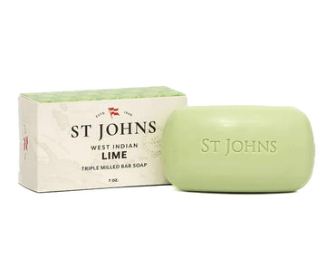 St. John West Indian Lime Soap Bar | Refreshing Caribbean Citrus Soap for Men | USA Made, Triple-milled Soap Bar | Luxury, Hydrating Body Soap with Olive Oil & Glycerine | (7  Bar)
