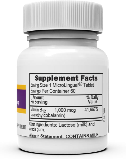 Superior Source No Shot Vitamin B12 Methylcobalamin 1000 mcg, Quick Dissolve MicroLingual Tablets, 60 Count, Active Form