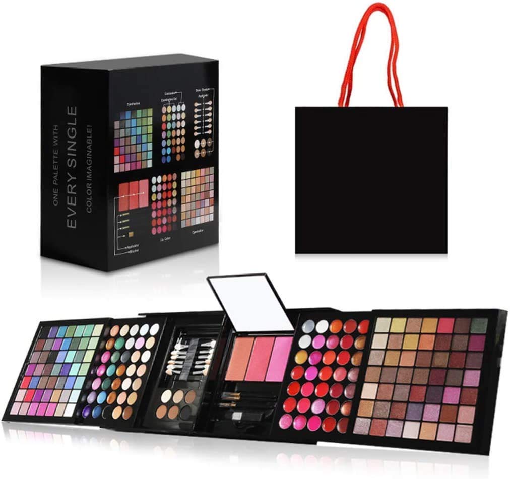 Hotrose Full 177 Color Pink Eyeshadow Palette Blush Lip Gloss Concealer Kit Beauty Makeup Set,All-in-One Makeup Kit with Mirror, Applicators