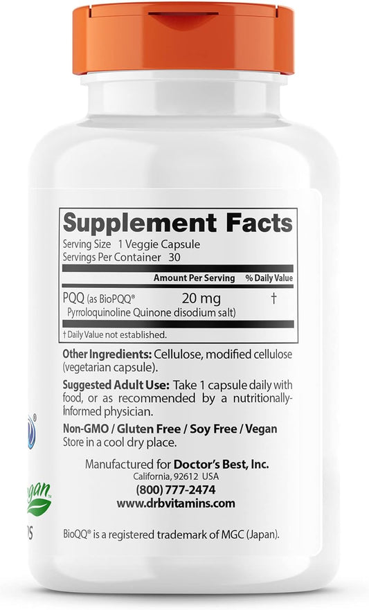 Doctor'S Best Pqq With Biopqq, Non-Gmo, Vegan, Gluten & Soy Free, 20 M