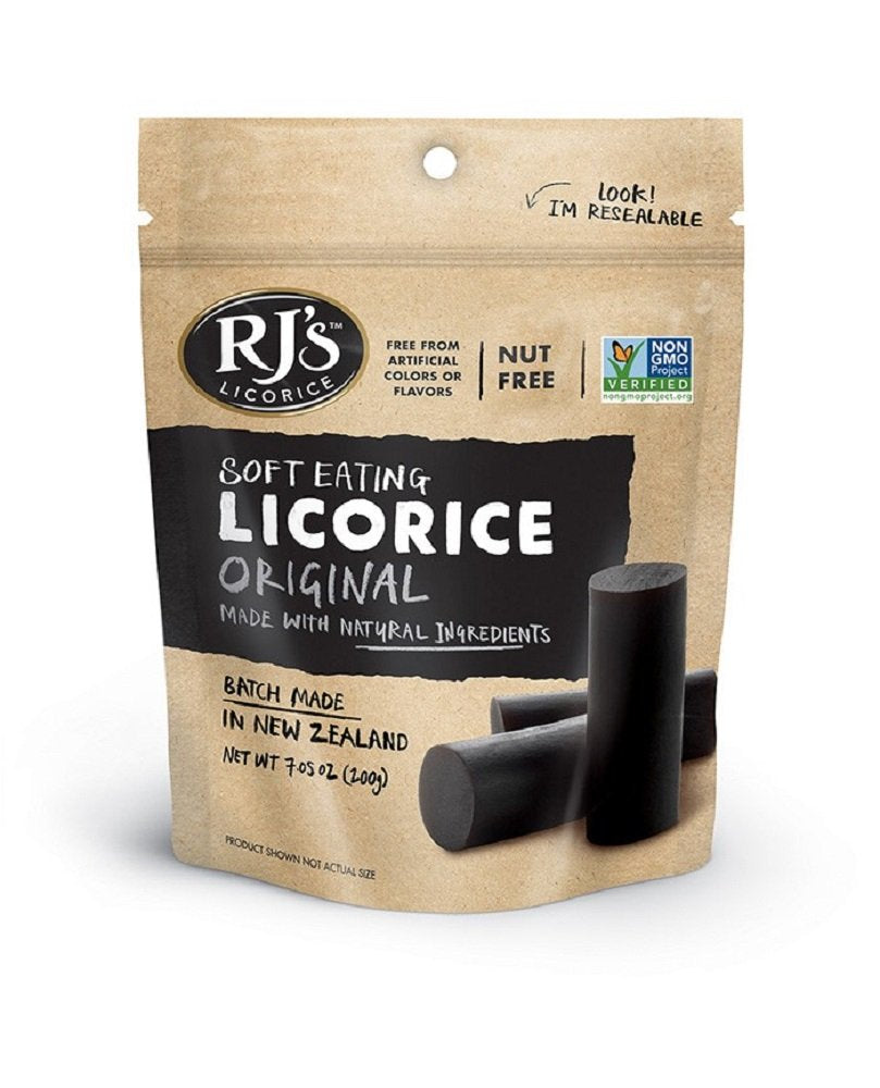 Soft Eating Black Licorice - RJ's Licorice 7.05oz Bags - NON-GMO, NO HFCS, Vegan-Friendly & Kosher - Batch Made in New Z